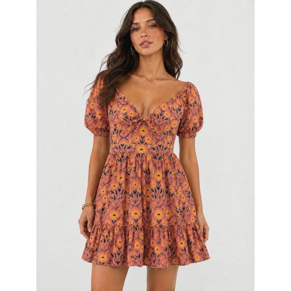 Agua by Agua Bendita Manzanilla Small Mimosa Mini Dress Cotton